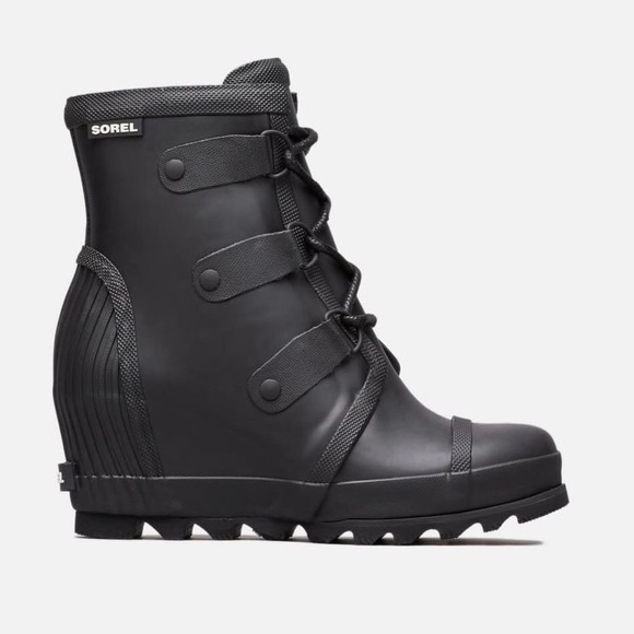 Sorel Shoes - New Sorel Joan Rain Wedge Black